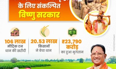 खरीफ़ विपणन वर्ष 2024&25 में अब तक 106 लाख मीट्रिक टन धान का उपार्जन किया जा चुका है।