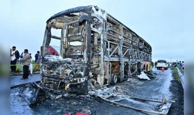 दर्दनाक हादसा — बेंगलुरु जा रही बस में लगी आग, 11 यात्रियों की मौत, कई घायल