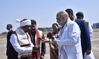 केन्द्रीय गृह मंत्री  अमित शाह का जगदलपुर के मां दंतेश्वरी एयरपोर्ट में आत्मीय स्वागत