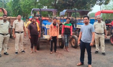 अवैध रेत परिवहन करते 8 ट्रैक्टर जब्त