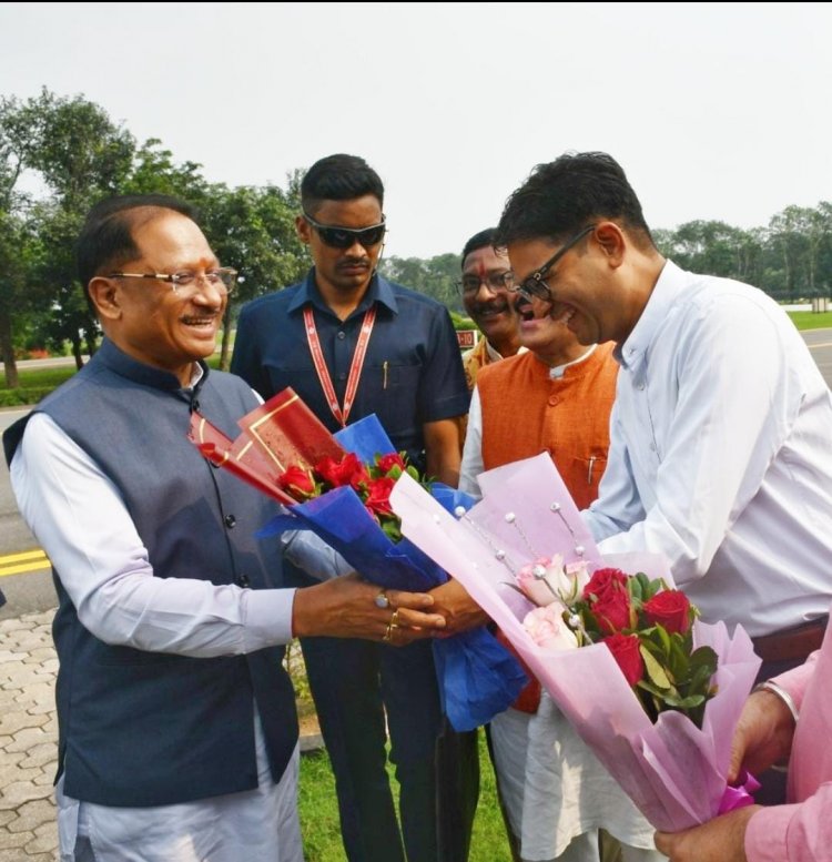 रायगढ़ पहुंचने पर मुख्यमंत्री  विष्णुदेव साय का हुआ भव्य स्वागत