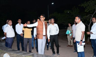 वित्त मंत्री  ओ.पी. चौधरी ने नवा रायपुर में विकसित भारत संकल्प पार्क (पीपल वन) का किया निरीक्षण